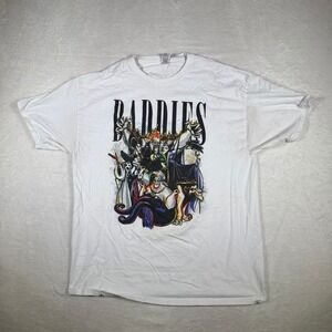 Disney Villains Badges T Shirt XL White Graphic Tee Ursula Maleficent Cruella